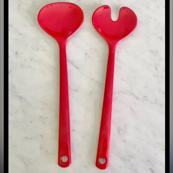 Rosti Mepal Red Melamine Plastic Salad Servers Serving Utensils - Picture 1 of 8